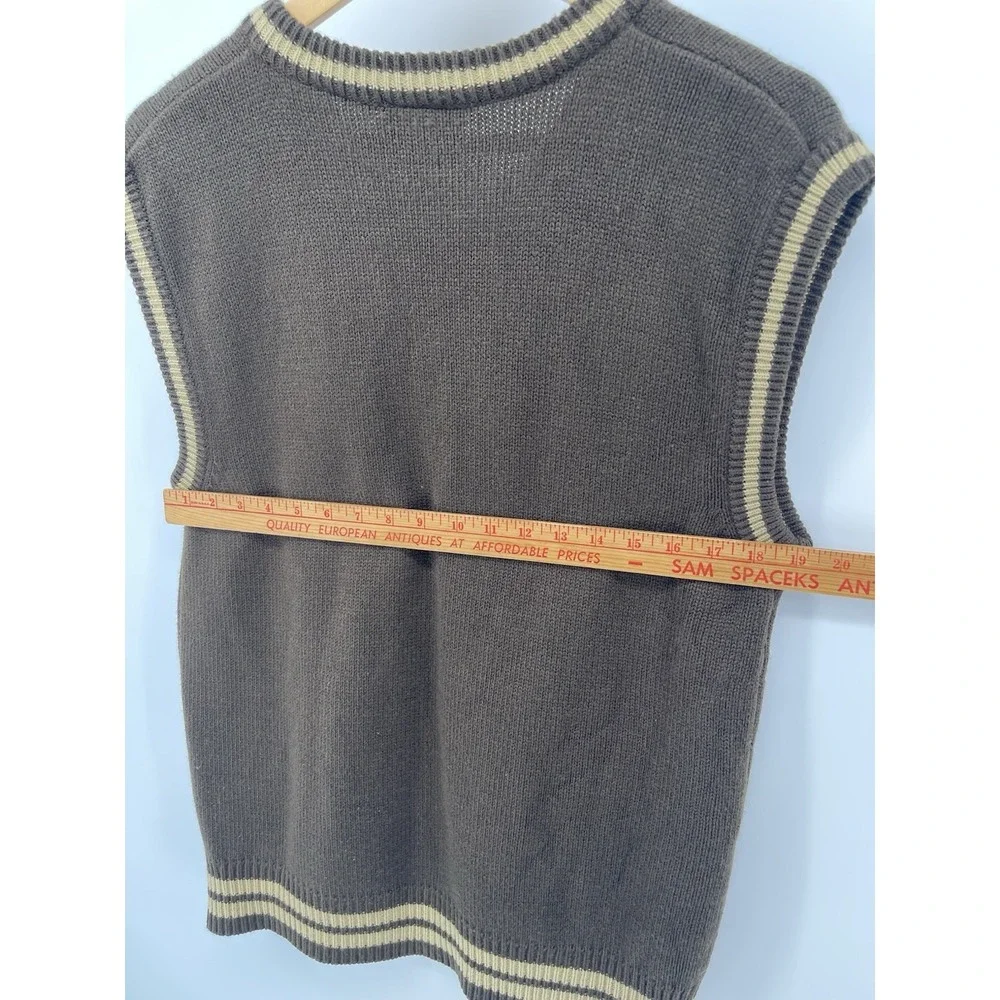 South‎ Pole Sweater Vest Men Medium Brown V Neck Knit Y2K Streetwear